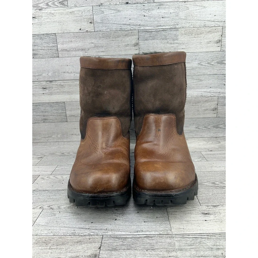 UGG‎ Australia Mens Beacon Brown Leather Sheepskin Winter Boots 5485 Size 8